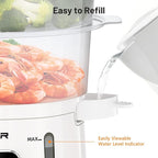 Electric Food Steamer, 13.7QT Vegetable Steamer with 3 Tiers BPA-Free Baskets, Digital Steamer with Appointment and Timer, 800W Simultaneous Cooking, Ideal for Veggies Seafood Rice White