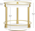 YATINEY Lazy Susan Organizer, Rotating Spice Rack, 2 Tier Spice Turntable Organizer, Industrial Turntable Spice Holder, for Kitchen Countertop and Cabinet, Compact and Versatile, White and Gold SR22DW