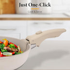 Removable Pot Handle, 2Pcs Universal Pan Handle, Replacement Handle for Pots and Pans, Fits All Cookware, Includes 2Pcs Spoon Rest, Durable & Heat-Resistant, Cream Beige