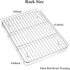 Wildone Baking Sheet with Rack Set [2 Sheets + 2 Racks], Stainless Steel Cookie Pan baking Tray with Cooling Rack, Size 12 x 10 x 1 Inch, Non Toxic & Heavy Duty & Easy Clean