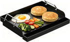 17" x 13" Nonstick Grill Griddle for Most Gas Grills, Universal Flat Top Griddle for Charcoal/Gas Stove, Cooking Griddle Plate with Removable Handles & Grease Groove for Camping, Tailgating, Parties