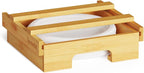 SpaceAid 9-inch Paper Plate Dispenser (Need 10.2 Inches Deep Cabinet Space) Under Cabinet Bamboo Plates Holder, Kitchen Vertical Dipensers Caddy, Bamboo