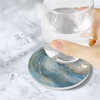 UMIRRO Coasters for Drinks Absorbent with Holder | Cool Table Mats in Ocean Blue for Cups, Glasses, Desk, Office and Home | Cute Ceramic Stoneware Coaster Set