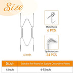 Bilillo 6 Pieces Invisible Heavy Duty Plate Holder, Stainless Steel Plate Hangers for The Wall, Plate Hangers for Display with Wall Hooks, Suitable for 4-5 inch Decorative Plates and Arts (Silver)