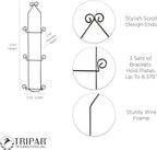 TRIPAR Vertical Wall Plate Rack, Black Display (3 Tiers) - Lightweight & Durable - Contains 3 Non-Adjustable Brackets - Elegantly Display Plates, Tiles, Artwork, & More