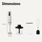 Amazon Basics 500 Watt Multi-Speed Immersion Hand Blender with Attachments, Corded, Silver