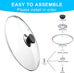 10.25 Inch Glass Lid for Frying Pan Tempered Glass Pot Lid with Stainless Steel Rim for 10.25 Inch Frying Pan Wok Pot Skillet (10.25 Inch)