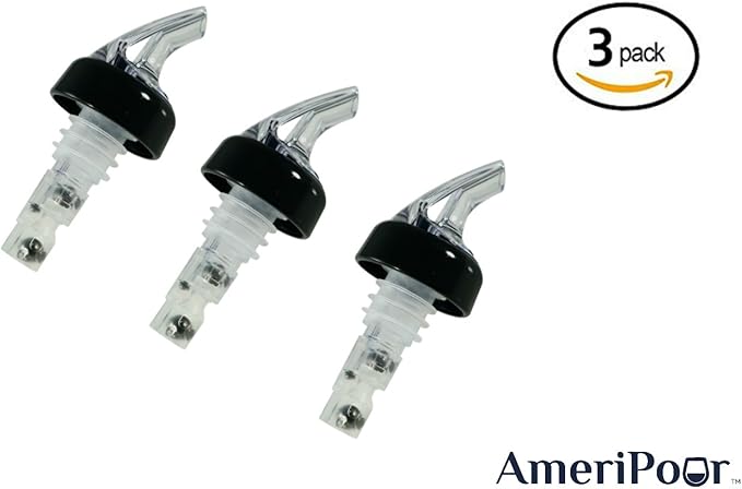 Measured Pourer - Liquor Bottle Pourers - Collared - (3pk) Made 100% In The USA. Bar Spouts That Don't Leak - No Cracks, Just A Perfect Cocktail Pour Everytime. Great for Wine Too! (.75)