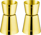 Briout Jigger for Bartending, 2 Pcs Double Cocktail Jigger Japanese Premium 304 Food Grade Stainless Steel Jigger 1 OZ 1/2 OZ, Flat Edge Gold