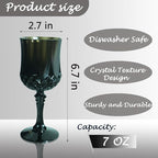Plastic Wine Glasses, Plastic Goblets Vintage Style Cordial Unbreakable Drinking Glasses, Reusable Drinkware for Wedding Reception, Grand Event Party Supplies (48, Black)