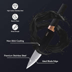 elabo 6 Piece Kitchen Knife Set – Premium Stainless Steel Knife Set with Block, Knives Set for Kitchen, Sharp Knife Block Set with Non-Stick Coating, Dishwasher Safe, Space-saving, Rose Gold