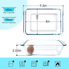 NUTRIUPS 1.4QT Rectangular Deep Glass Baking Dish, Glass Baking Pan for Oven, Clear Bakeware Deep Casserole Dish(1.4QT)