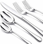 NICE KITCHEN 60 Piece Silverware Set for 12, Premium Stainless Steel Flatware Set, Eating Utensil Sets with Steak knives, Cutlery Tableware Service Include Fork Knife Spoon Set, Mirror Polished