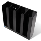 San Jamar Portion Cup and Lid Organizer Fits 2" Cups and Lids with Removable Dividers for Kitchen, Restaurant, and Fast Food, Plastic, 10 x 11.5 x 3.25 Inches, Black