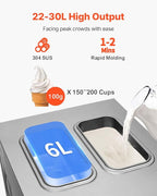 VEVOR Commercial Ice Cream Maker, 22-30L/H Yield, Countertop Soft Serve Machine with 2x6L Hopper 2L Cylinder LCD Panel Puffing Shortage Alarm, Frozen Yogurt Maker for Restaurant Snack Bar