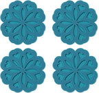 Set of 4 Silicone Trivet Mat - Hot Pot Holder Hot Pads for Table & Countertop - Trivet for Hot Dishes - Non-Slip & Heat Resistant Modern Kitchen Hot Pads for Pots & Pans, Teal