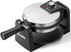 Waffle Maker, Rotating Belgian Waffle Maker, 180° Flip Waffle Iron, Non-Stick Plate, Adjustable Browning Control, Foldable Cool Touch Handle, Removable Drip Tray, Space Saving Storage, Stainless Steel
