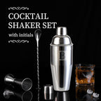 24oz Cocktail Shaker Set with 1 oz 2oz Jigger - Monogramm Initials Martini Shaker Set - 304 Stainless Steel Bar Shaker for Margarita,Mojito-Personalized Gift for Friend,Husband-W
