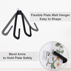 Wall Plate Hangers for 6-12 inches Plate, Adjustable Plate Stand Holder, Silicone Coating Vertical Plate Display, Black Small Size 4 Pack