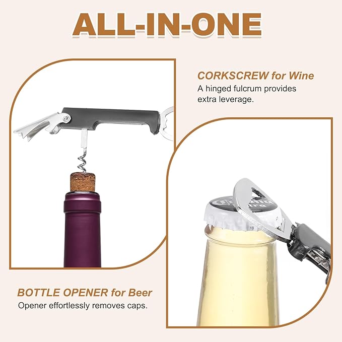 uxcell 2 Pcs Wine Opener, Bottle Opener Keychain, Durable Stainless Steel Waiter's Corkscrew, Compact All-In-One Home Bar Tool for Bar, Party, Wedding, Home, Travel, Blue
