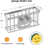 Sponge Holder Smiley Face,Sink Caddy,Kitchen Organizer with 2 Suction Cups/1 Adhesive Strips,Designed for Sponge,Soap,Dish Brush,Scrubber - Gray