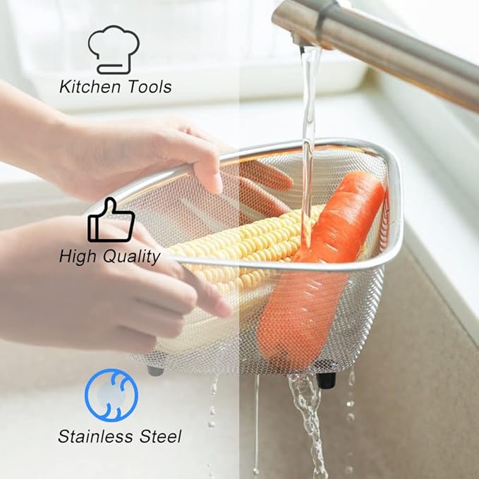 Triangle Basket Triangle Sink Colander Food Strainer with Three Feet for Washing Fruits and Vegetables, Filtering Food Waste and Efficient Straining, Perfect for Daily Use in Kitchen