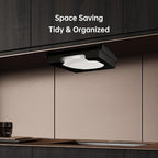 10-inch Paper Plate Dispenser - Bamboo Paper Plate Dispenser Under Cabinet, Kitchen Counter Vertical Holder Organizer Countertop Caddy Rack Black
