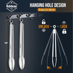 Grill Tongs, 600 Degrees Heat Resistant 17 Inch Extra Long BBQ Tongs, All Metal Kitchen tongs, Heavy Duty Stainless Steel Locking Tongs for Cooking, Grilling, Barbecue/BBQ, Buffet, 2 Pack