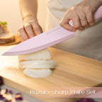 Astercook Knife Set with Block and Sharpener, 22 Piece Kitchen Knife Set Dishwasher Safe, Space-Saving Clear Knife Block with Knives for Everyday Home Cooking Pink