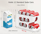 Sotfamily Soda Can Organizer for Pantry/Fridge, Automatic Rolling Pop Can Dispenser/Storage/Holder/Container for Refrigerator or 12" Deep Shelf, Space-Saving Drink Organizer for 24 Standard Cans