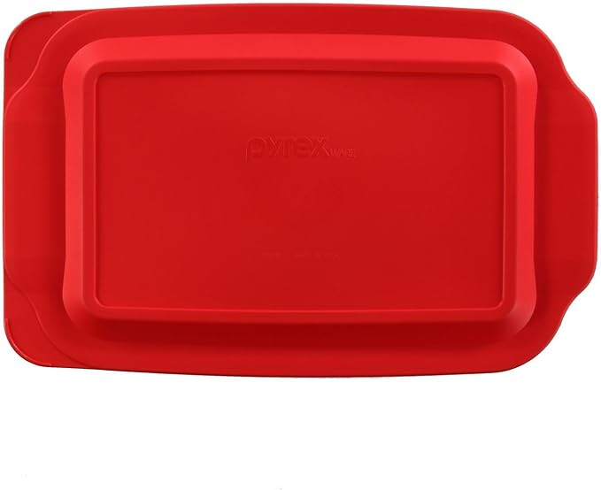 Pyrex (1) 233 3-Qt Rectangular Glass Baking Dish & (1) 233-PC Red Food Storage Lid – Clear Glass Bakeware – Perfect for Leftovers, Food Preparation and So much More - Made in the USA