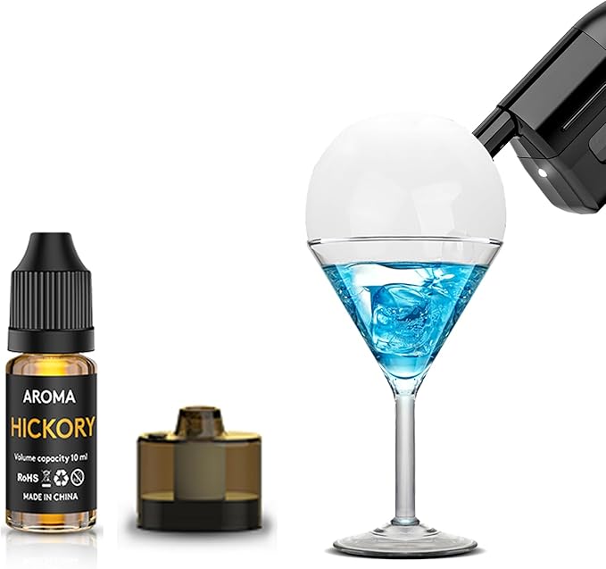 Cocktail Bubble Smoke Gun Accessories, 10 ml, Includes 4 Contains, 4 Aromatic Flavor Oils, Hickory Flavor