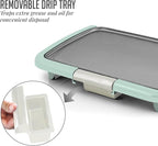 OVENTE Electric Griddle with 16 x 10 Inch Flat Non-Stick Cooking Surface, Removable and Adjustable Temperature Control, Indoor Grill for Instant Breakfast, Pancakes, Eggs or Burgers, Blue GD1610LBL