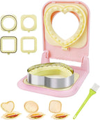 3-in-1 Uncrustable Sandwich Maker - Heart/Circle/Square Crustless Sandwich Cutter & Sealer for Kids' Lunch, Breakfast & Lunchboxes | BPA-Free Uncrustable Press, Easy Clean (3-Shape Pink)