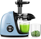 Jocuu Slow Masticating Juicer with 2-Speed Modes - Cold Press Juicer Machine - Quiet Motor & Reverse Function - Easy to Clean Juicer Extractor - Juice Recipes for Fruits & Vegetables (Light Blue)
