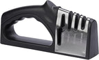 4-in-1Manual Knife Sharpener Suitable for kitchen knives, fruit knives, steel knives, scissors, and 3-level precision sharpening.Non slip base, suitable for home use (black) (1)