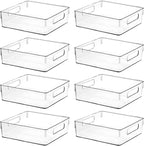 Clear Plastic Storage Bins, Home Bathroom Laundry Room Freezer Refrigerator Pantry Organizers and Storage Containers Fridge Organizer Bins Kitchen Organization Cabinet Medicine Bin for organizing