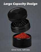 2" Grinder, Screen-Free, 3-Piece 4-Part Design, Zinc Alloy Grinder for Kitchen Spice, Black