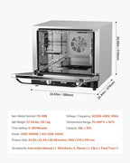 VEVOR Commercial Countertop Oven, 66L 4-Tier Toaster Ovens with Tempered Glass Door, Wire Racks Clip Tray Gloves, 2800W Electric Stainless Steel Baking Ovens for Restaurant Bakery (AC208~240V,60Hz)