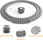 Tempered Strainer Lid for Stockpot Pot Pasta Soup Pot with Heat Resistant Silicone Rim Glass Universal Pan Lids Pour Spout Water Oil Microwave Safe Fit 6.5-7-7.5-8 inch and 10-10.5-11-11.5-12 inch