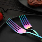 Rainbow Silverware Set Flatware Cutlery - 30 Pieces Stainless Steel Colorful Utensils, Tableware Set Service for 6, Include Knife/Fork/Spoon, Reusable, Mirror Polished, Dishwasher Safe