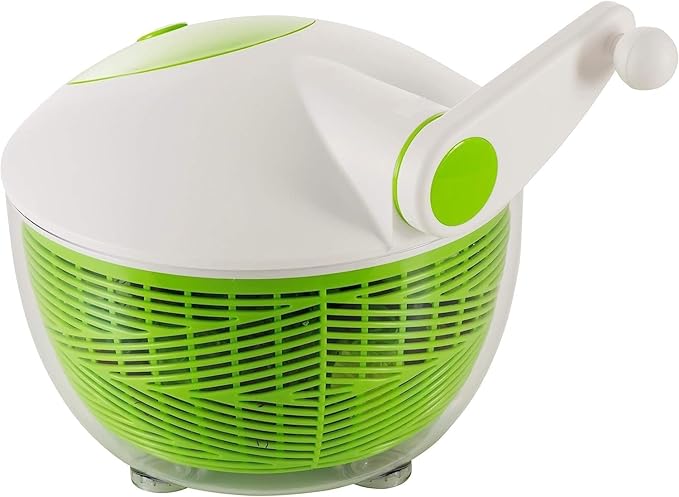 IBILI Large Salad Spinner – 6.34 Qt Lettuce, Vegetable, and Fruit Washer and Dryer with Non-Slip Base, Brake Button for Quick Stop, Super-Fast Operation, Dishwasher Safe, Made in Spain