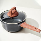 3-Piece Granite Non-Stick Cookware Set - 9.5" Frying Pan, Skillet, 7" Sauce Pot with Lid - PFOA Free