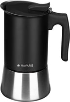 Navaris Moka Coffee Pot - Percolator Espresso Maker for Stovetops Induction Gas Electric Stove Hob - Stainless Steel Percolated Coffee Pot - 10 fl oz