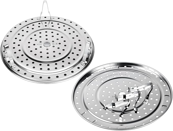 DS. DISTINCTIVE STYLE Steamer Rack 10.1 Inch 304 Stainless Steel Steaming Rack Steam Tray with Removable Legs for Steaming Crab, Tamale Cookware Instant Pressure Cooker Multi-functional Steamer Basket (Silver - 25.6 cm)