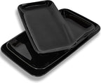 DELLING Large Serving Platter Set of 3, 16/14/12 Inch Porcelain Serving Trays for Party - Black Ceramic Rectangular Platters for Entertaining,Platter for Thanksgiving Christmas, Dishwasher Oven Safe