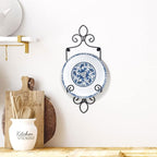 MyGift Wall-Mounted Vertical Single Plate Holder Rack with Vintage Black Metal Decorative Scrollwork Design, Holds Plates Up To 8 Inches