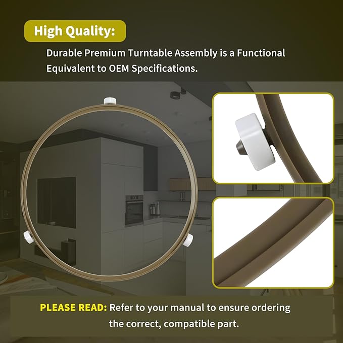 5889W2A012F, 5889W2A012D, 5889W2A012P Microwave Oven Turntable Rotating Roller Support Ring 9.5 inch, Compatible with 12.75 inch LG Electronics Microwave Oven Works with Glass Turntable Tray, Gray