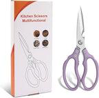 CGBE Kitchen Scissors All Purpose Heavy Duty, Ultra Sharp Stainless Steel Kitchen Shears Dishwasher Safe, Cooking Shears for Chicken, Poultry, Fish, Meat, Herbs & Grapes with Non-Slip Grips - Purple