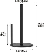 Paper Towel Holder Black, Premium Stainless Steel Kitchen Roll Dispenser, Countertop Roll Organizer with Weighted Base
